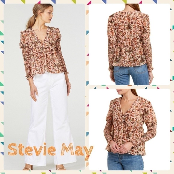 STEVIE MAY SAFFRON Brown floral long sleeve top - Picture 1 of 13